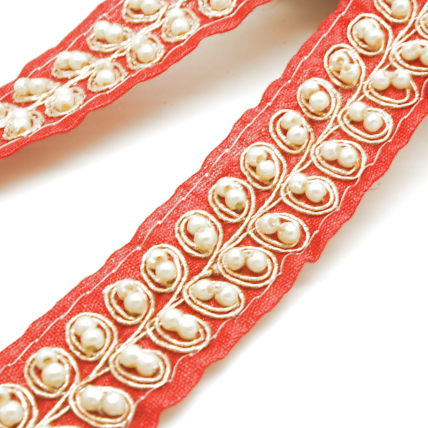 RED GOLD PEARL TRIM - sarahi.NYC