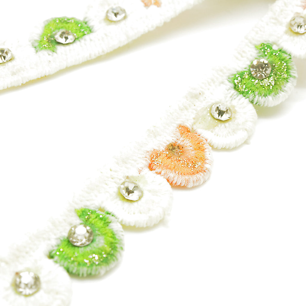 GREEN & ORANGE RHINESTONE TRIM - sarahi.NYC