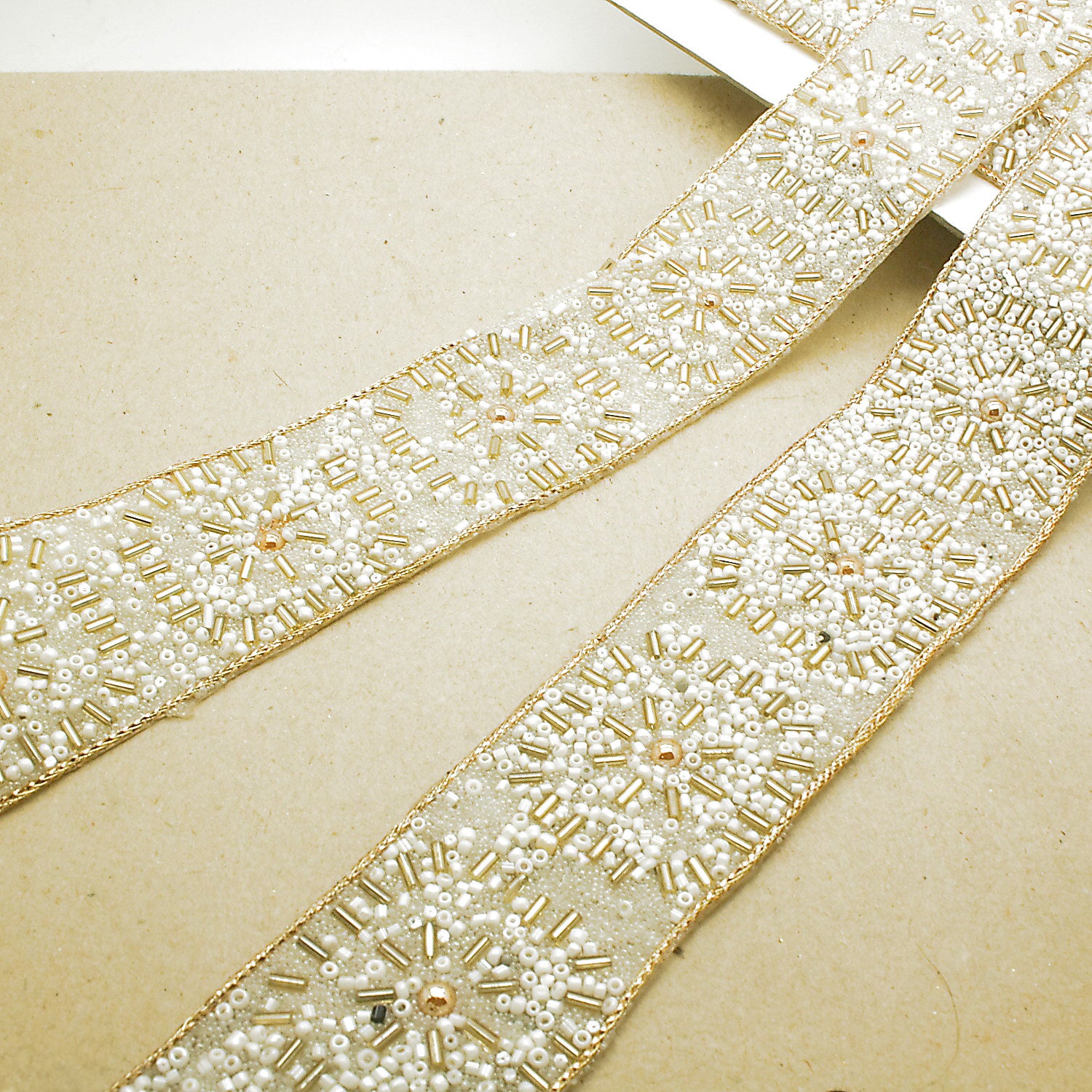 CREAM WHITE GOLD NET TRIM - sarahi.NYC