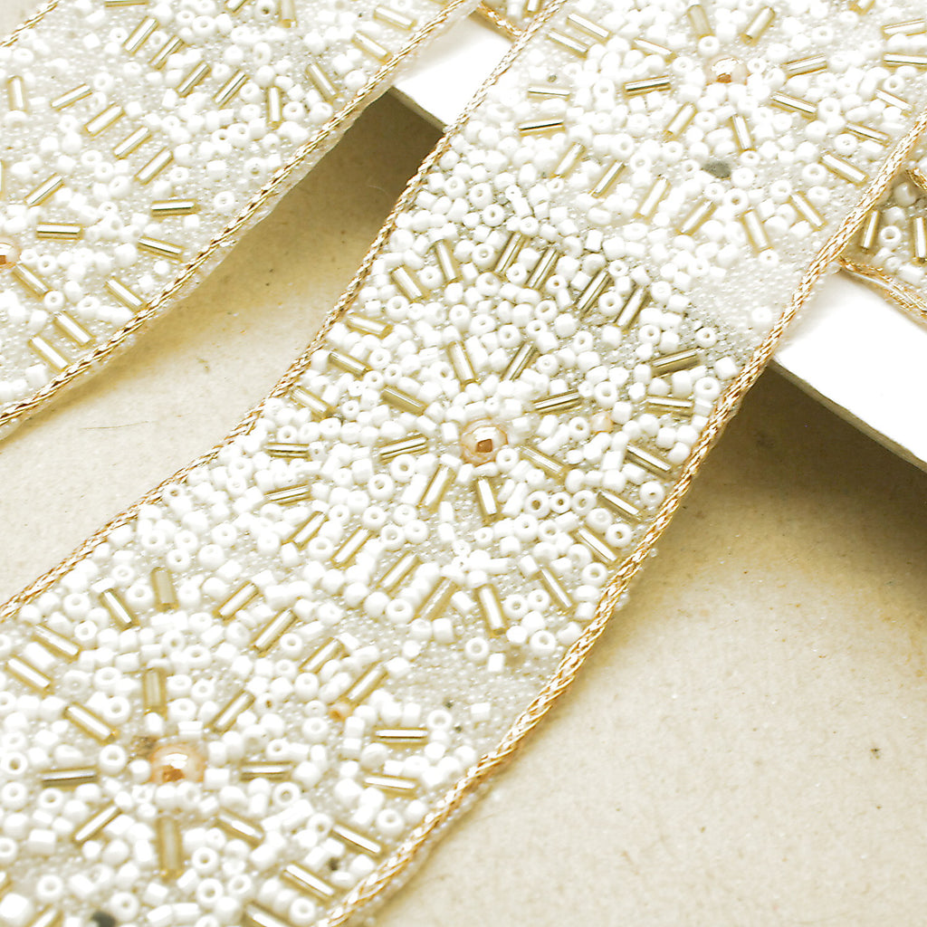 CREAM WHITE GOLD NET TRIM - sarahi.NYC