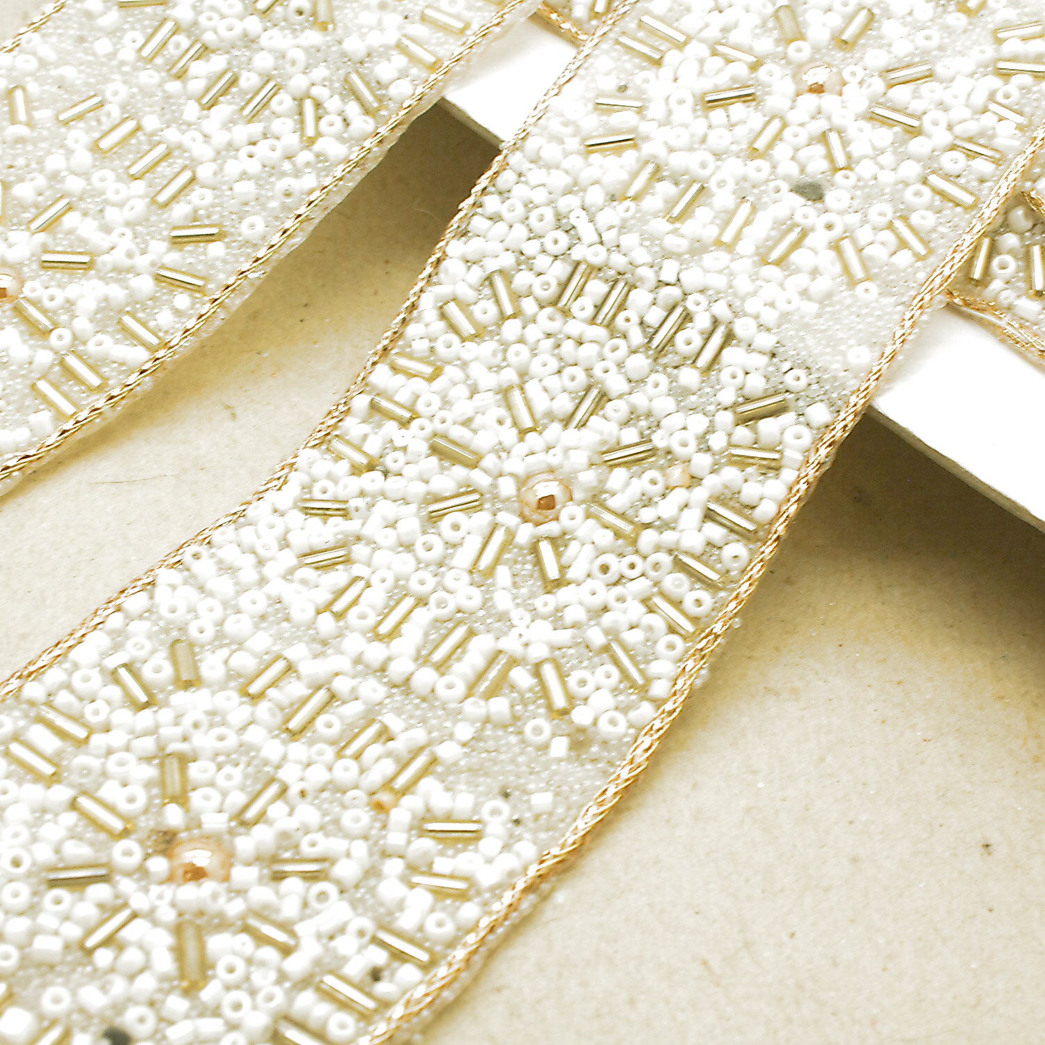 CREAM WHITE GOLD NET TRIM - sarahi.NYC