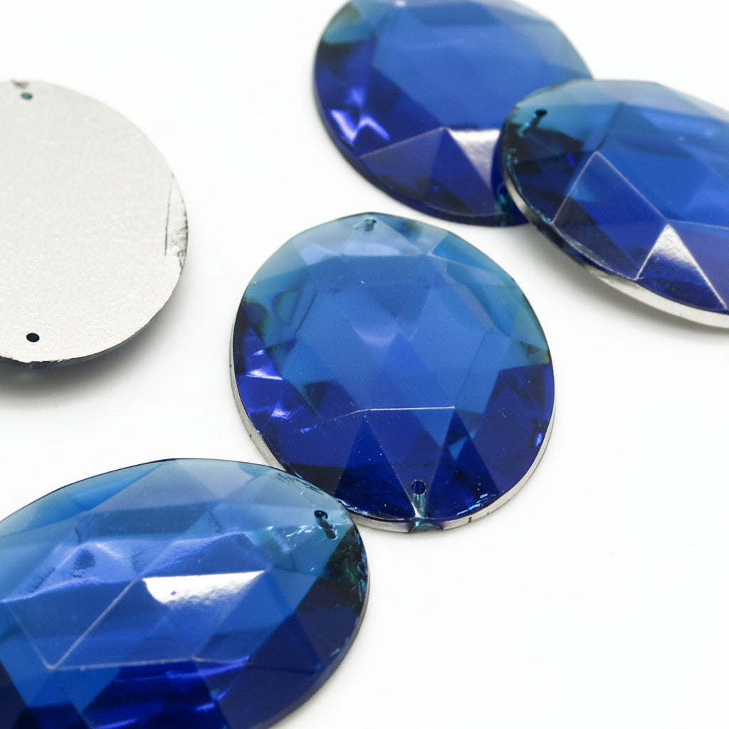 40 mm LARGE OVAL RHINESTONE x 5 pieces - sarahi.NYC