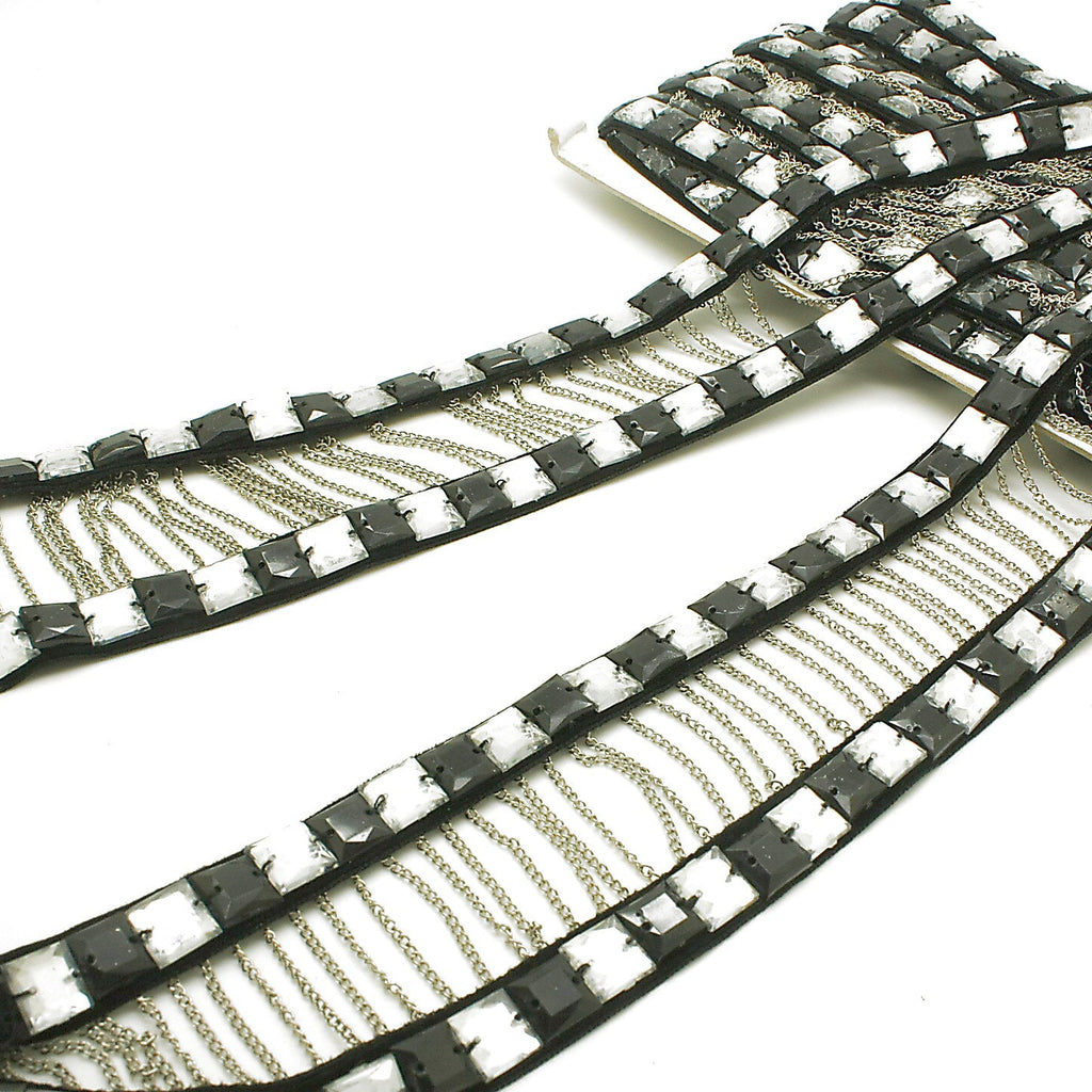 BLACK SILVER STONE TRIM - sarahi.NYC