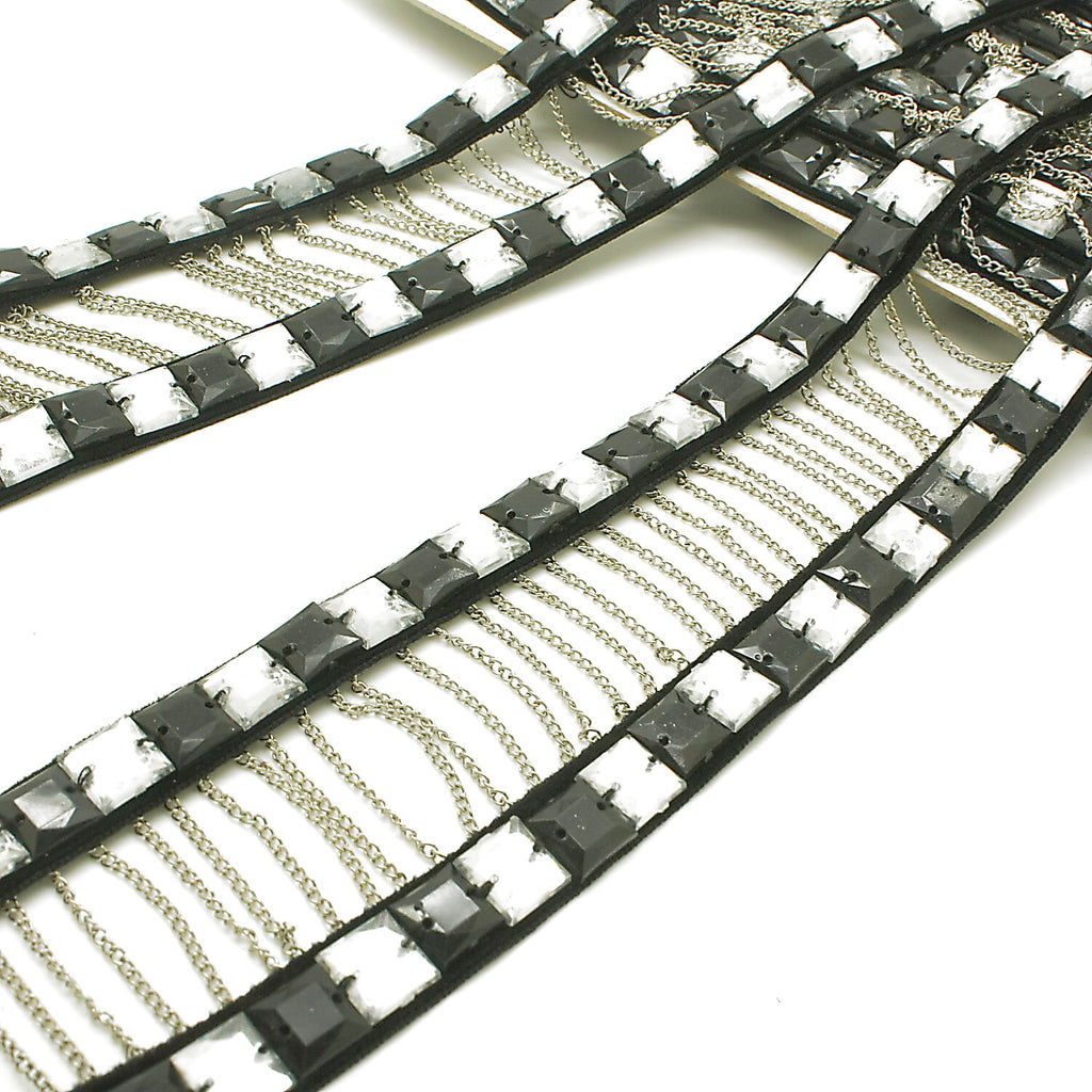 BLACK SILVER STONE TRIM - sarahi.NYC