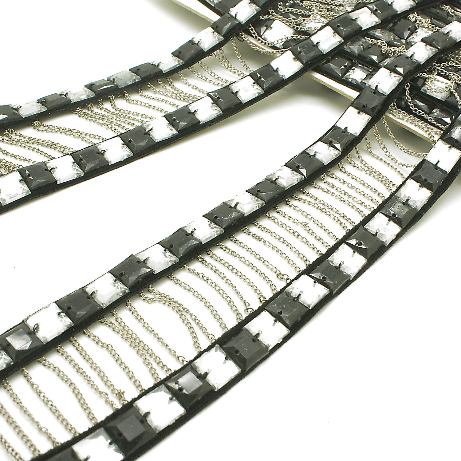 BLACK SILVER STONE TRIM - sarahi.NYC