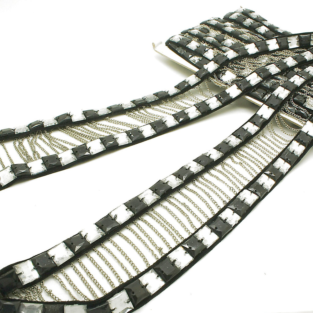 BLACK SILVER STONE TRIM - sarahi.NYC