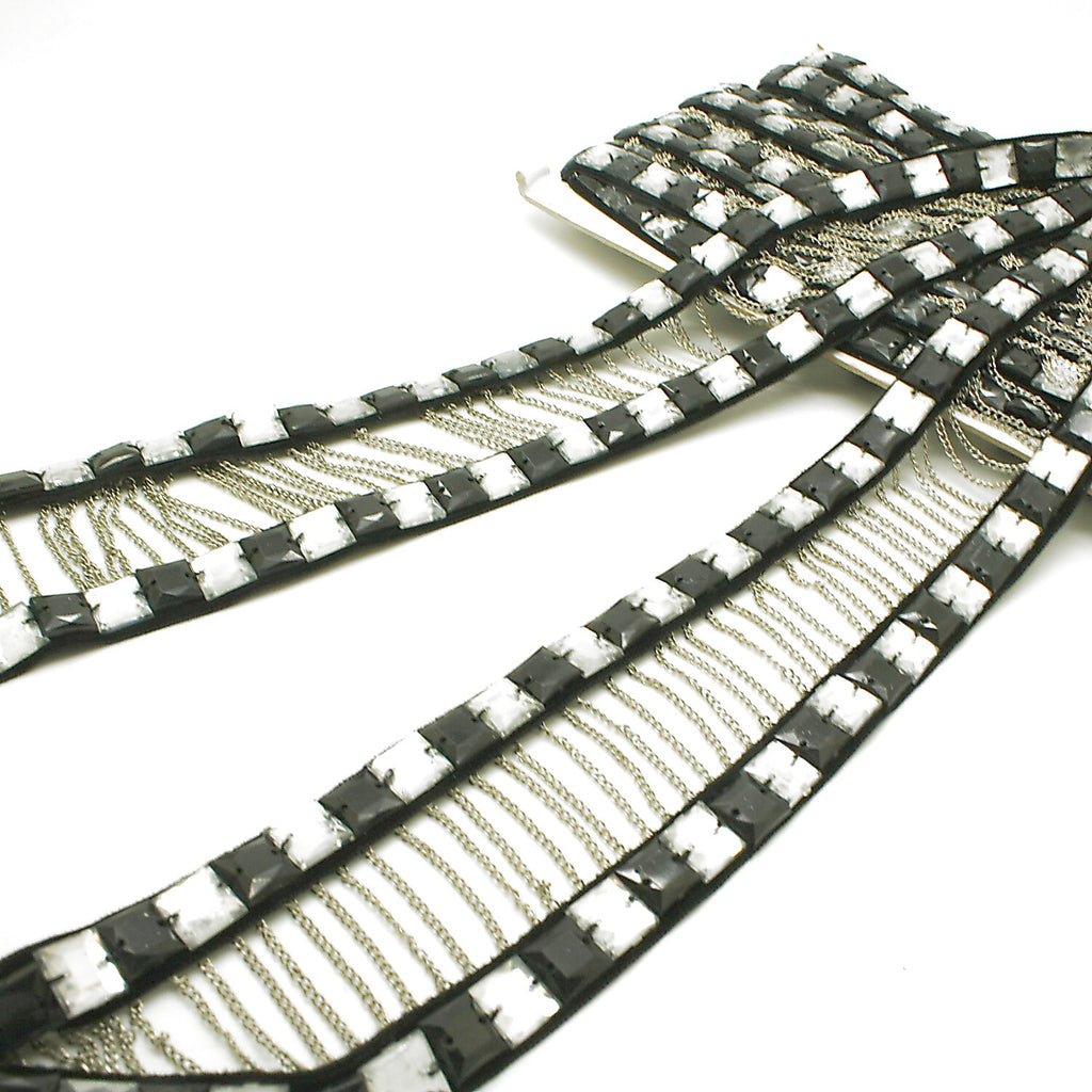BLACK SILVER STONE TRIM - sarahi.NYC