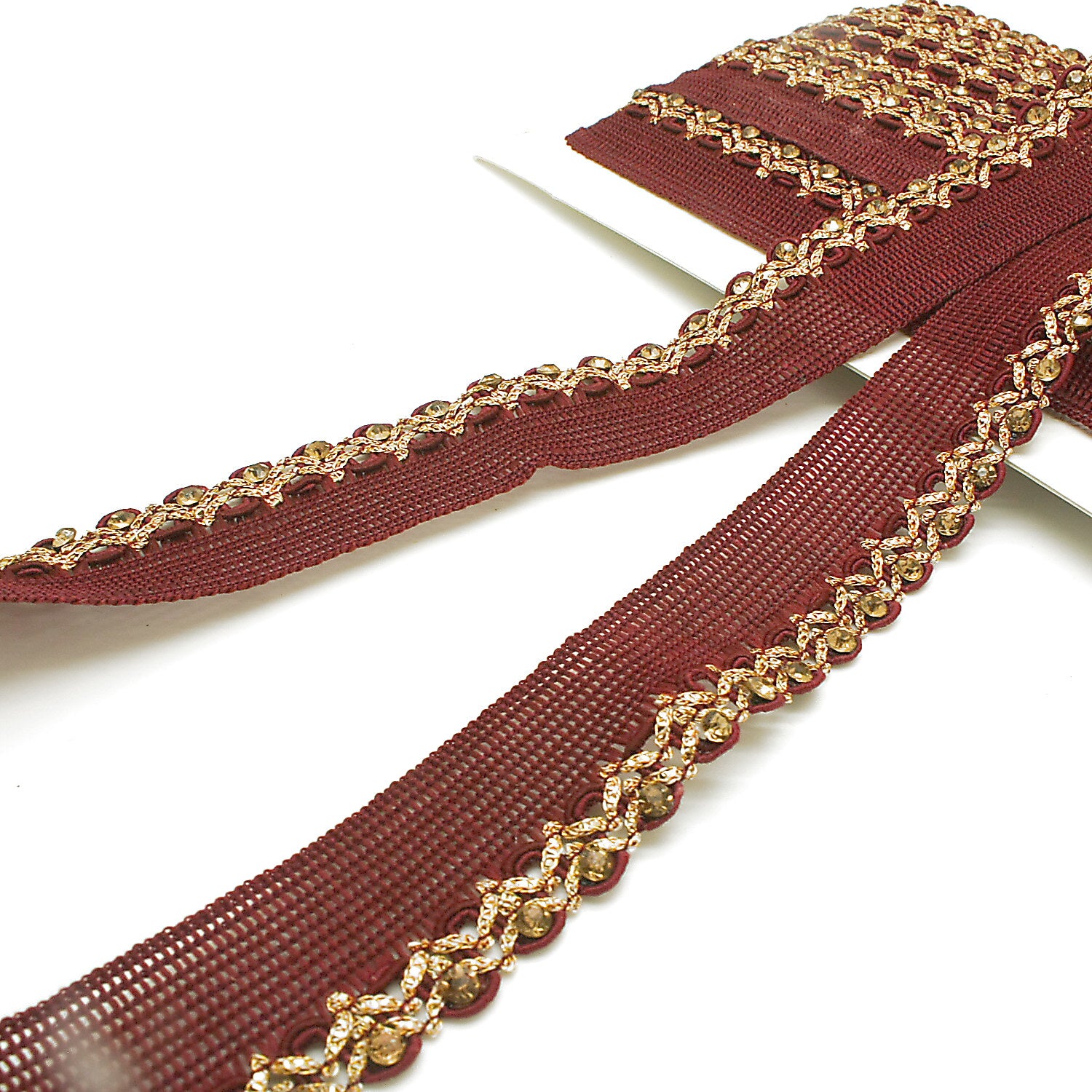 MAROON GOLD STONE TRIM - SARAHI.NYC