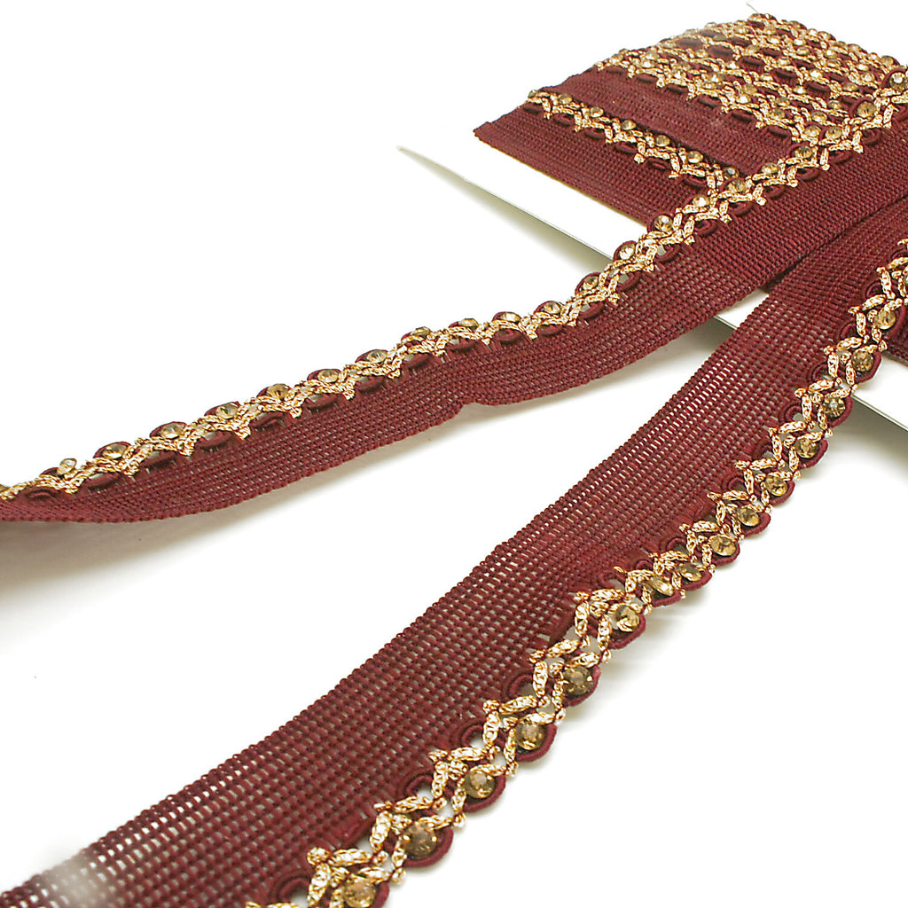 MAROON GOLD STONE TRIM - SARAHI.NYC