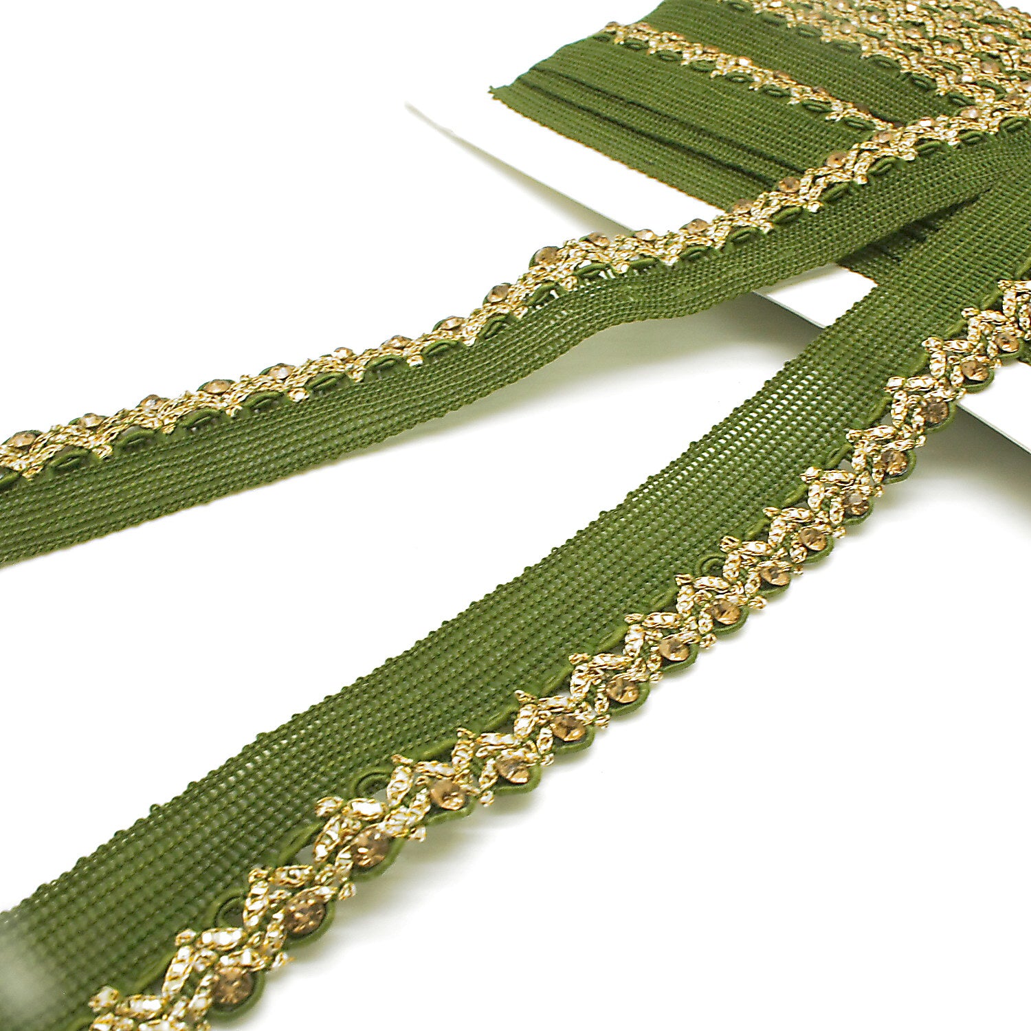 GREEN GOLD RHINSTONE TRIM - sarahi.NYC