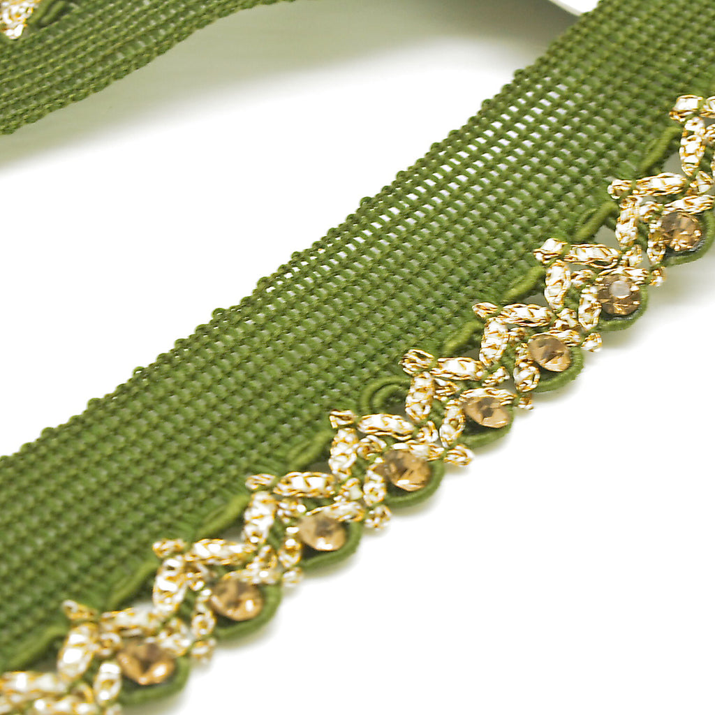 GREEN GOLD RHINSTONE TRIM - sarahi.NYC