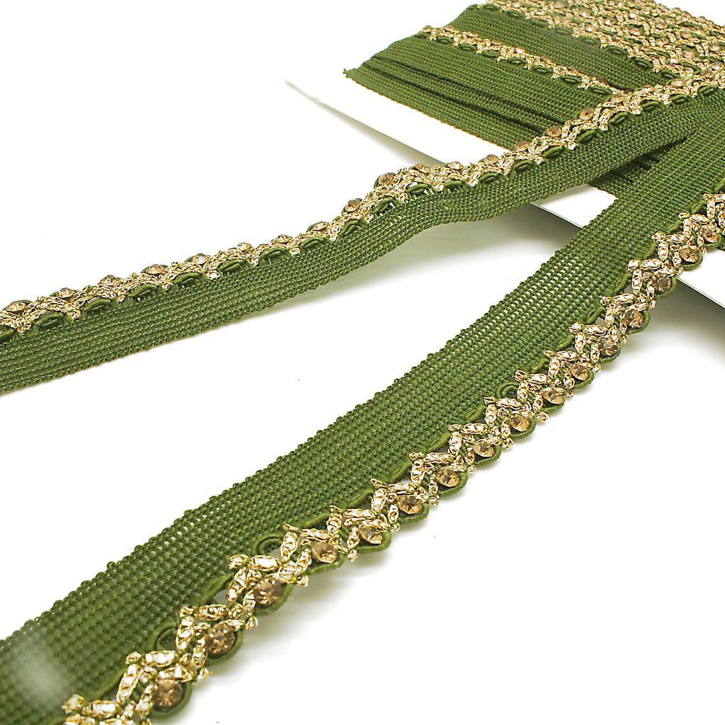GREEN GOLD RHINSTONE TRIM - sarahi.NYC
