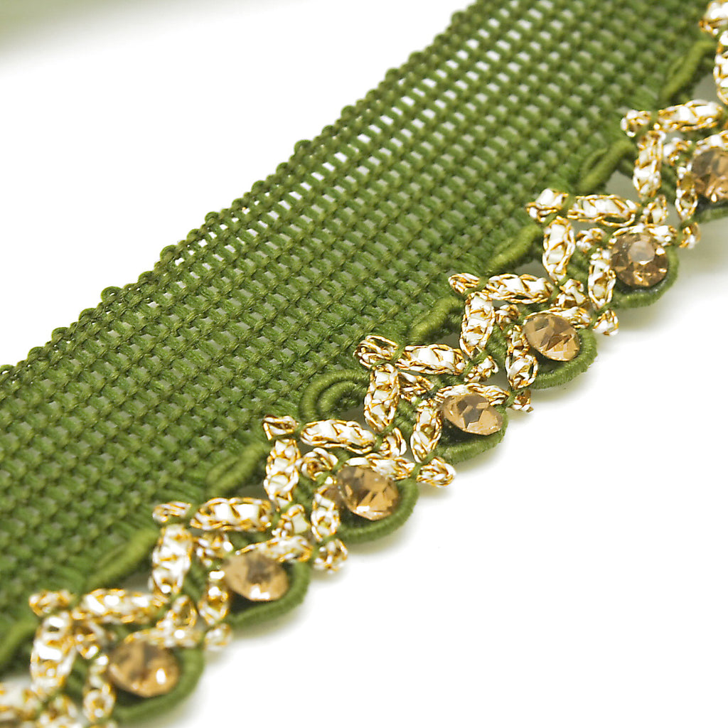 GREEN GOLD RHINSTONE TRIM - sarahi.NYC