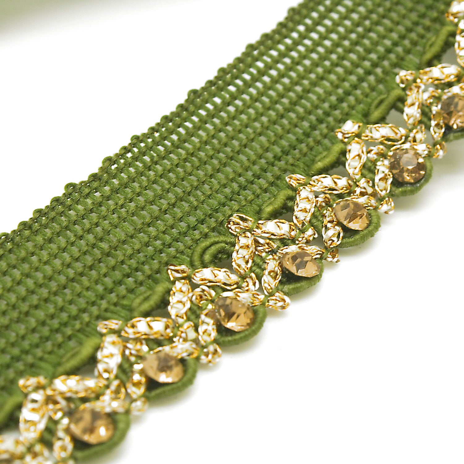 GREEN GOLD RHINSTONE TRIM - sarahi.NYC