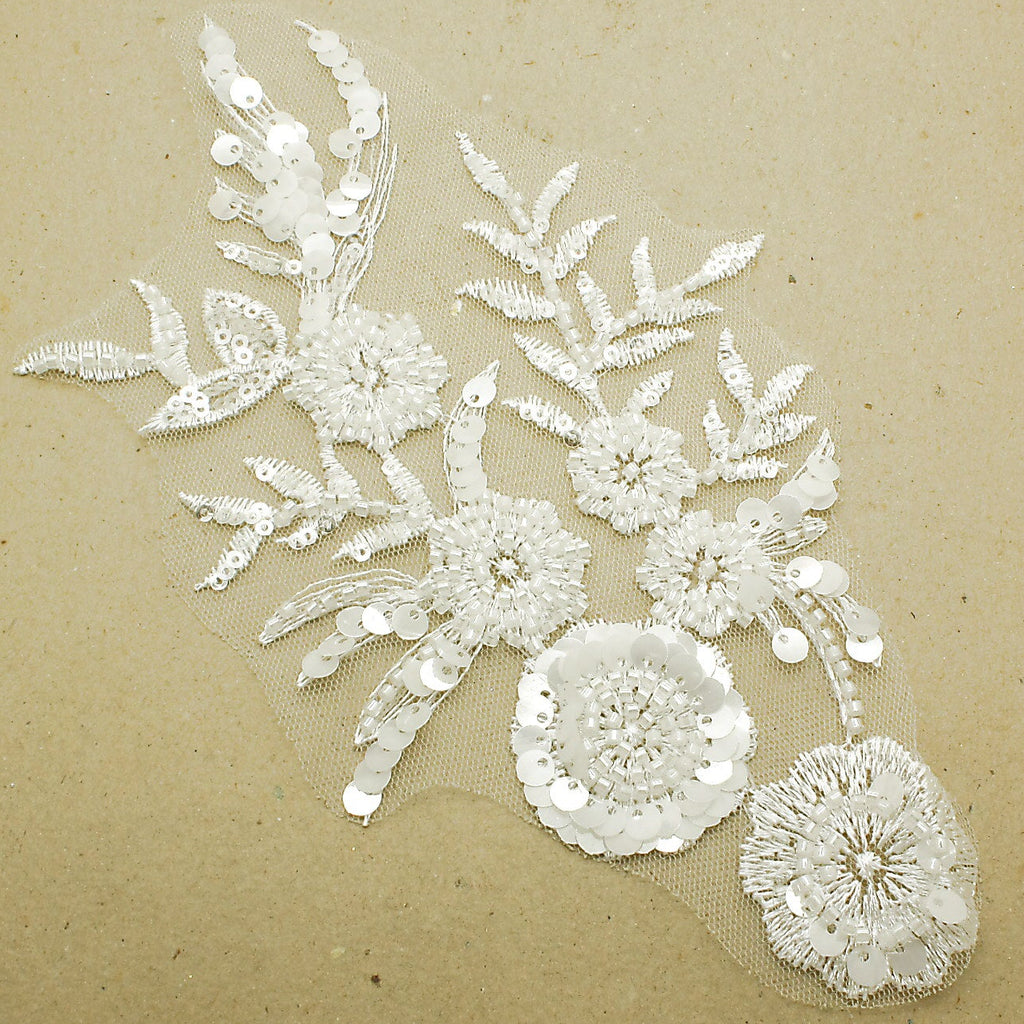 WHITE NET BEADED APPLIQUE - sarahi.NYC