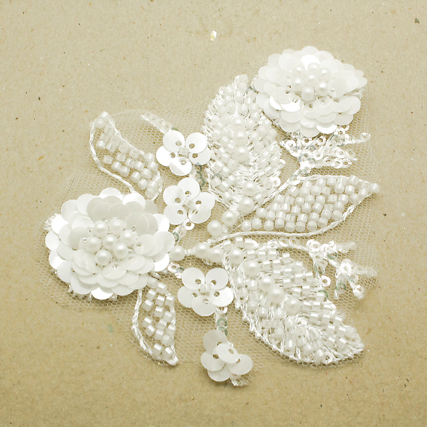 WHITE NET BEADED APPLIQUE - sarahi.NYC
