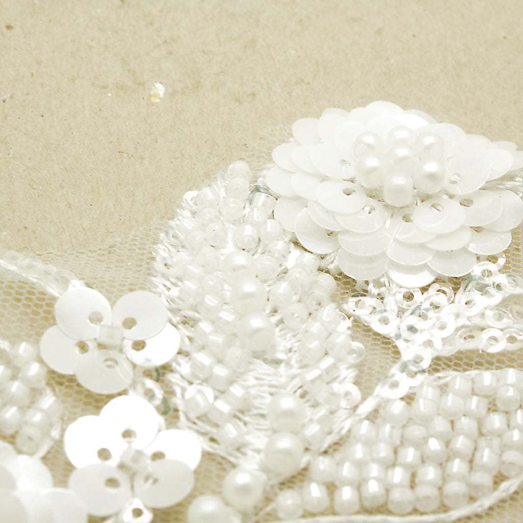 WHITE NET BEADED APPLIQUE - sarahi.NYC