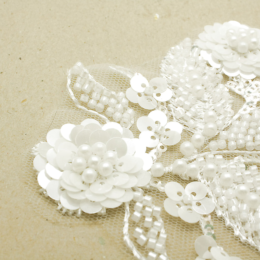 WHITE NET BEADED APPLIQUE - sarahi.NYC