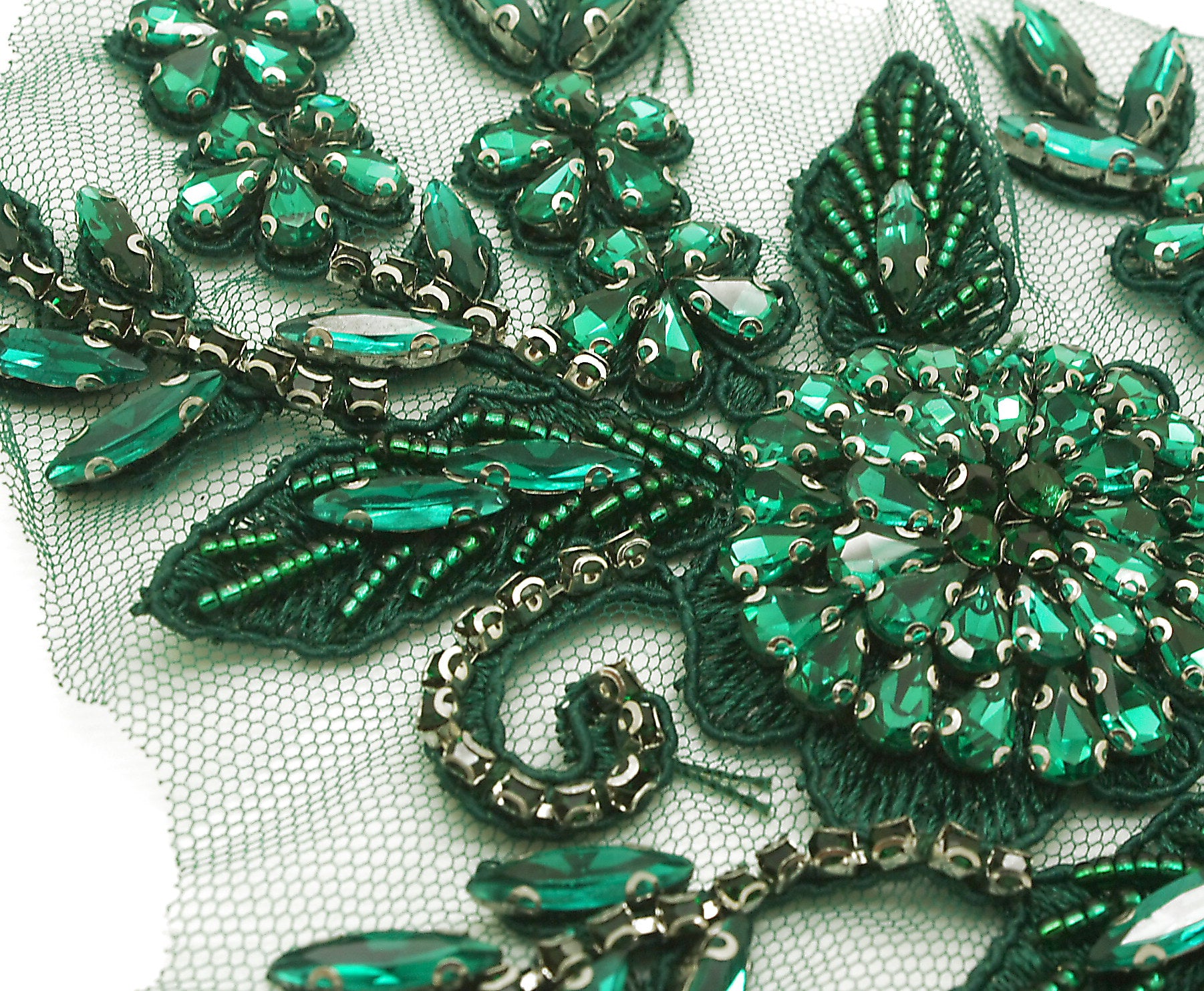 GREEN RHINESTONE BEADED APPLIQUE- sarahi.NYC