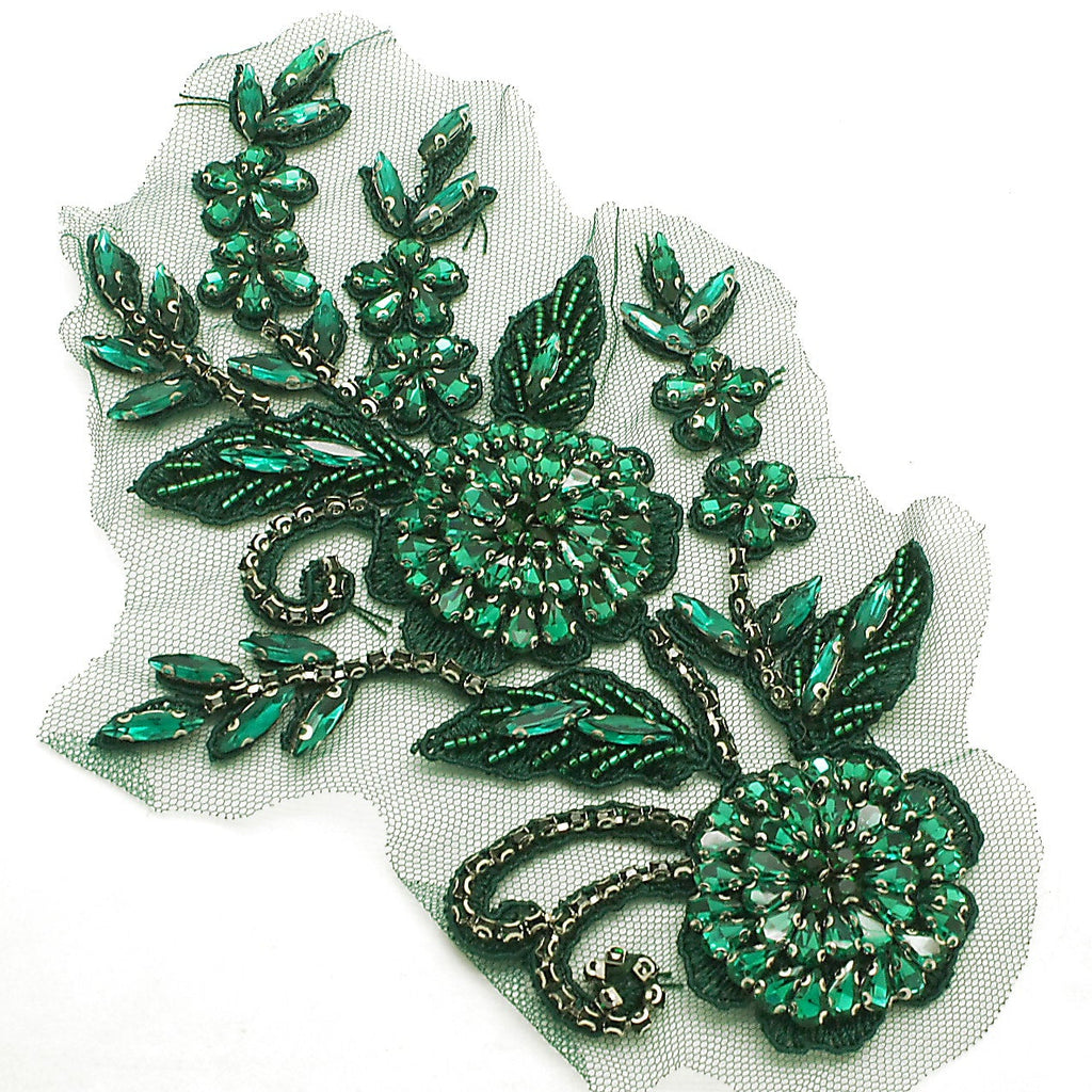 GREEN RHINESTONE BEADED APPLIQUE- sarahi.NYC