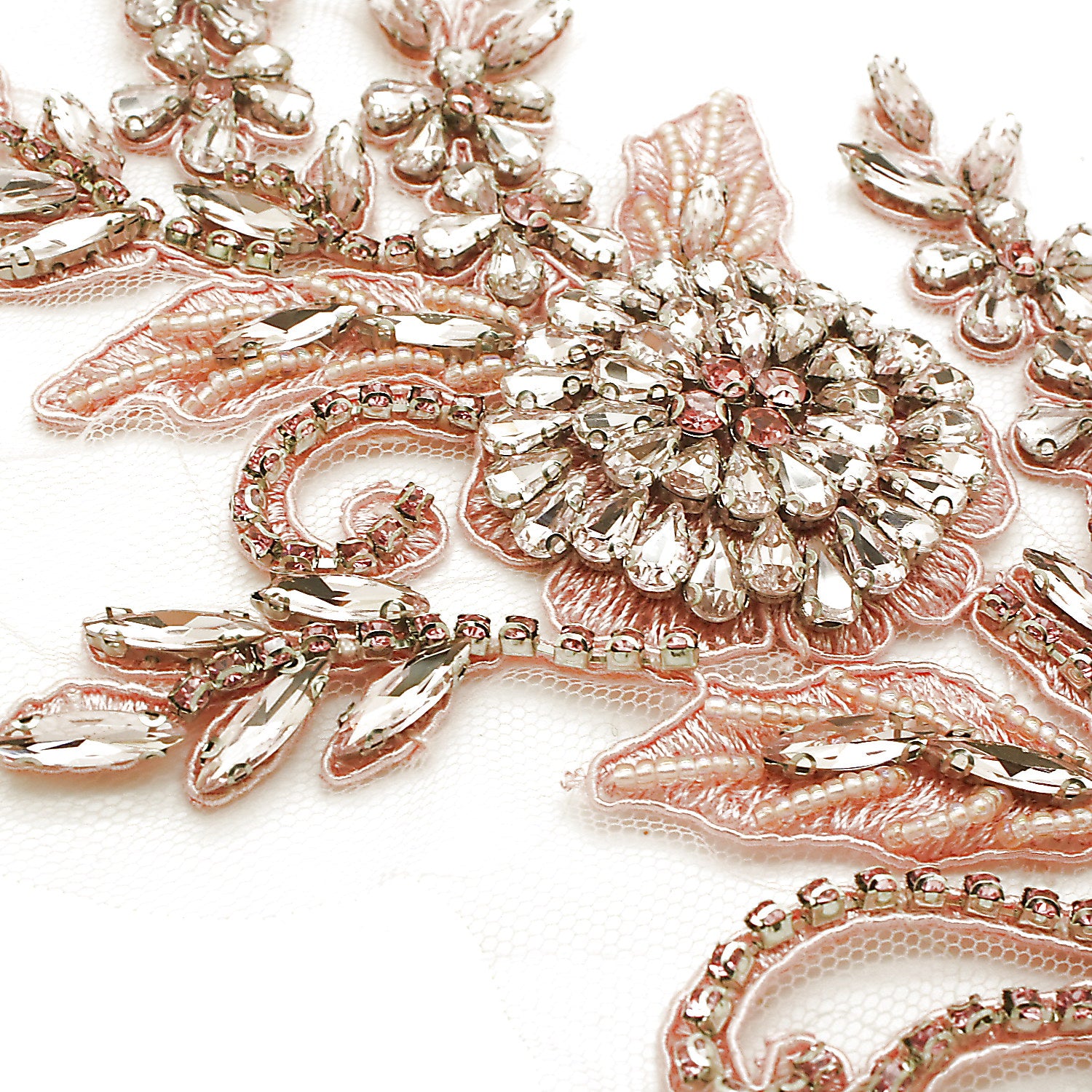 LIGHT PINK RHINESTONE BEADED APPLIQUE - sarahi.NYC