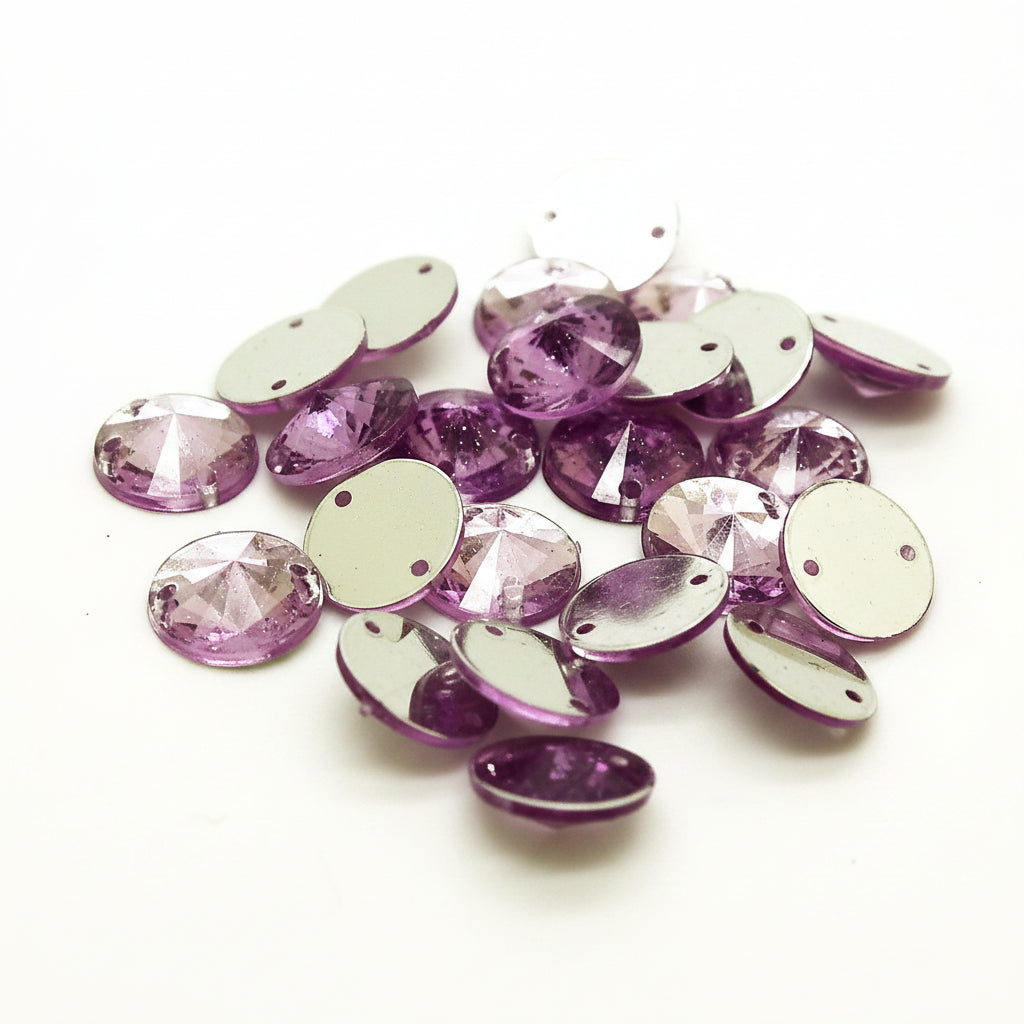 PACK OF 50 - 10mm LILAC ROUND FLATBACK RHINESTONES - sarahi.NYC