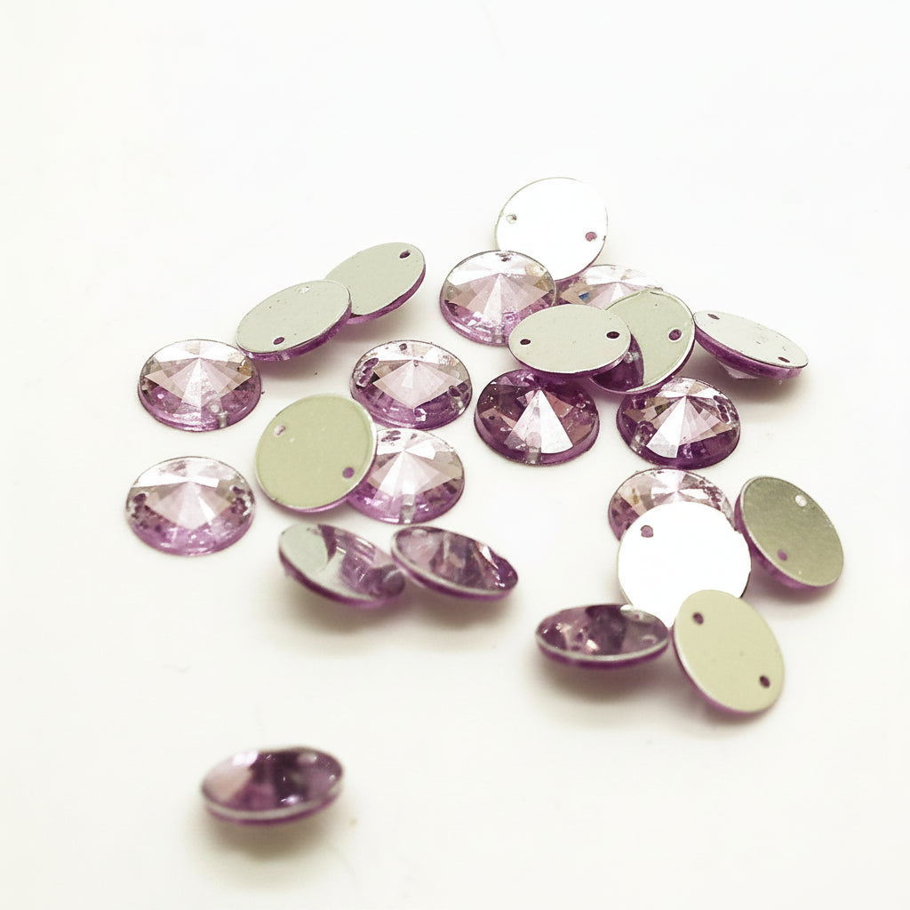 PACK OF 50 - 10mm LILAC ROUND FLATBACK RHINESTONES - sarahi.NYC