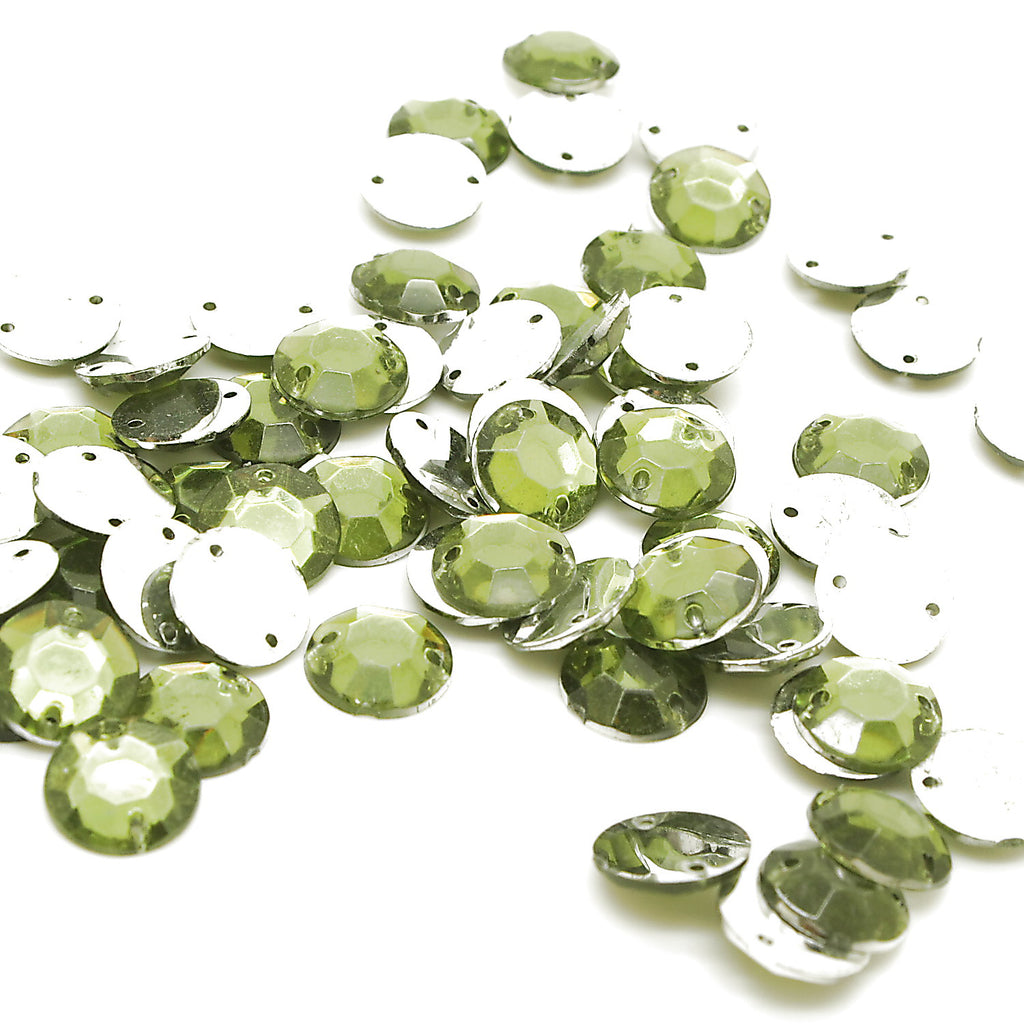 PINK EMERALD GREEN ROUND - PACK OF 50 - TEARDROP 10 mm FLAT BACK RHINESTONE GEMS - sarahi.NYC