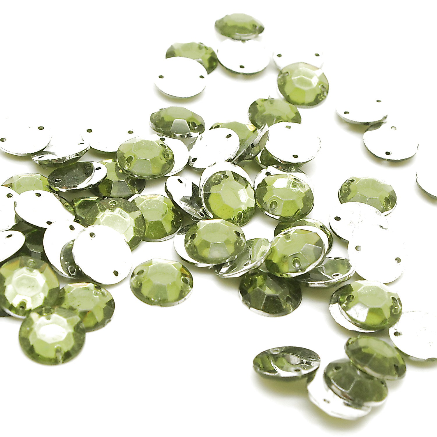 PINK EMERALD GREEN ROUND - PACK OF 50 - TEARDROP 10 mm FLAT BACK RHINESTONE GEMS - sarahi.NYC