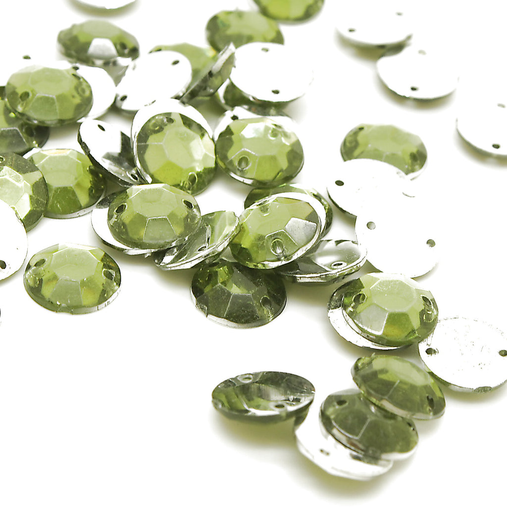 PINK EMERALD GREEN ROUND - PACK OF 50 - TEARDROP 10 mm FLAT BACK RHINESTONE GEMS - sarahi.NYC