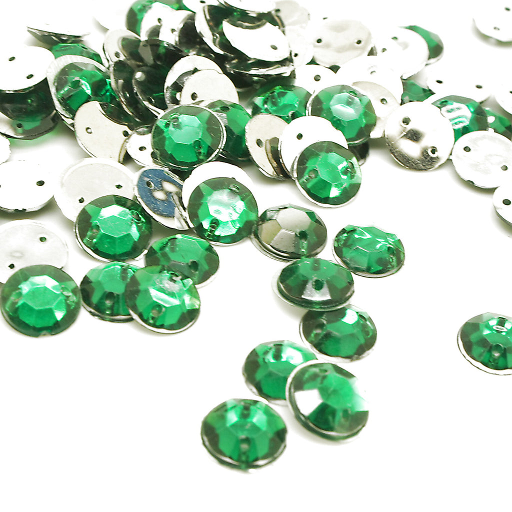 PINK EMERALD GREEN ROUND - PACK OF 50 - TEARDROP 10 mm FLAT BACK RHINESTONE GEMS - sarahi.NYC