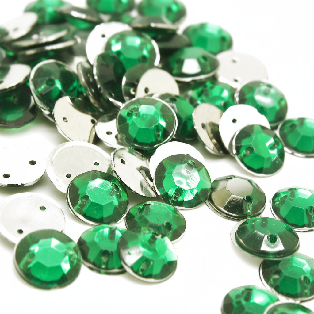 PINK EMERALD GREEN ROUND - PACK OF 50 - TEARDROP 10 mm FLAT BACK RHINESTONE GEMS - sarahi.NYC