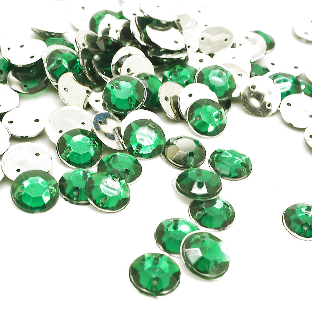 PINK EMERALD GREEN ROUND - PACK OF 50 - TEARDROP 10 mm FLAT BACK RHINESTONE GEMS - sarahi.NYC