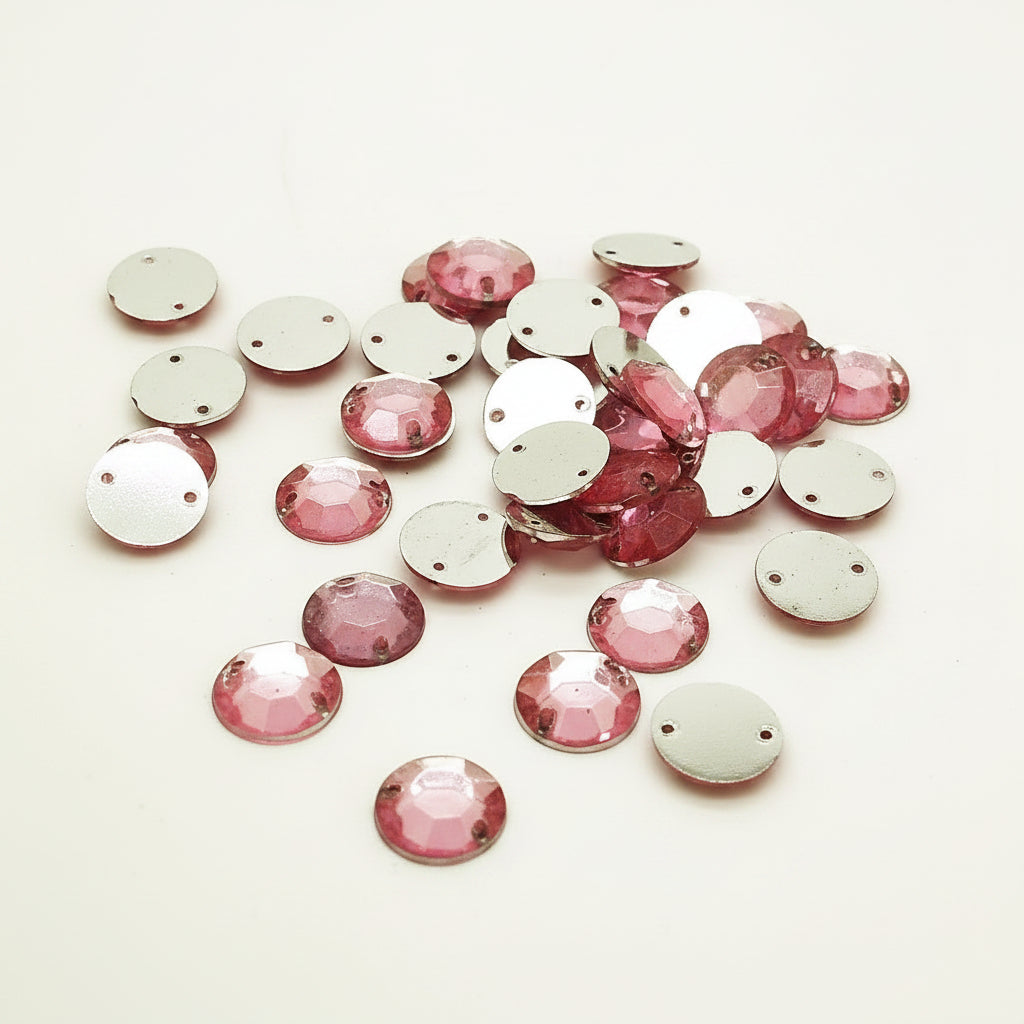 PINK EMERALD GREEN ROUND - PACK OF 50 - TEARDROP 10 mm FLAT BACK RHINESTONE GEMS - sarahi.NYC