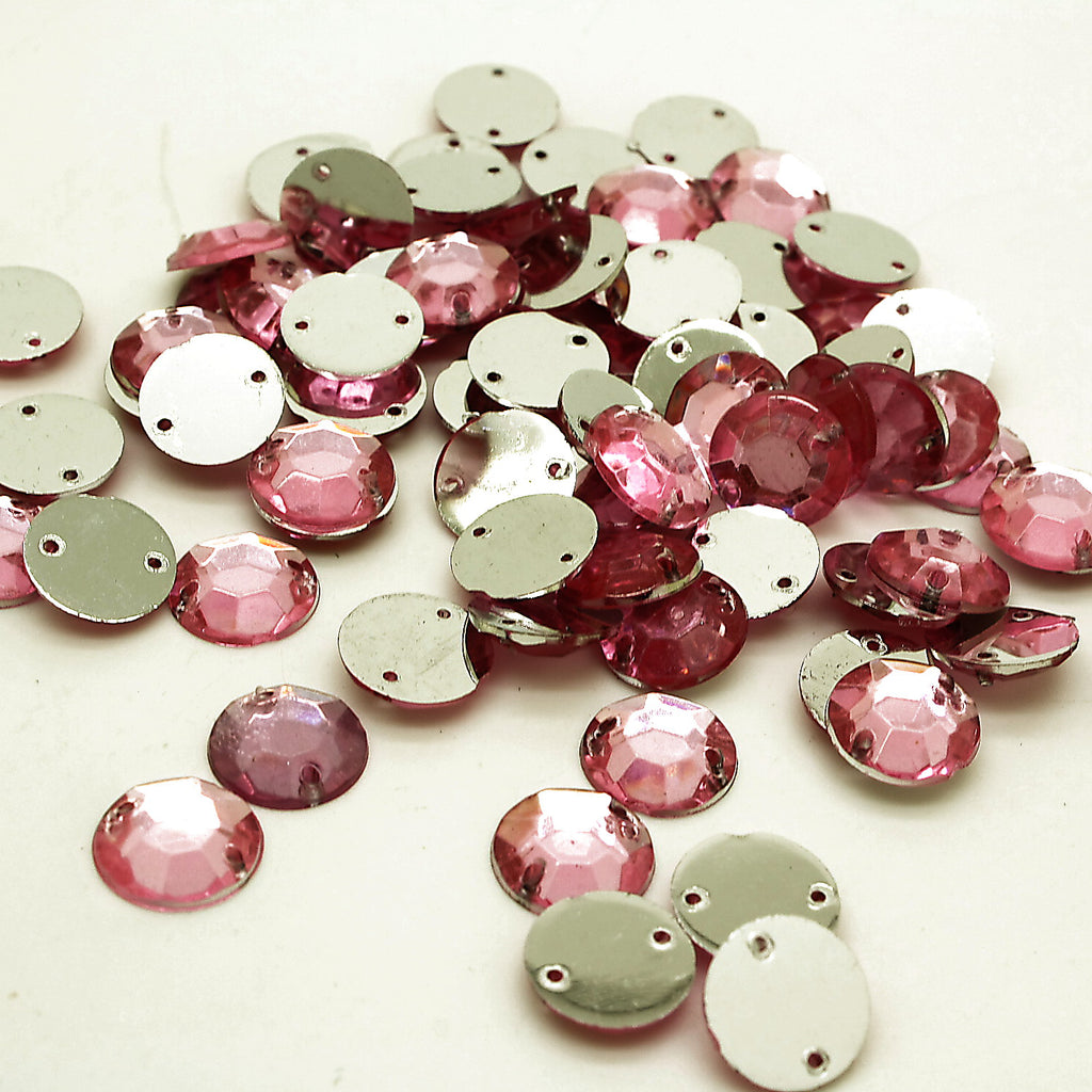 PINK EMERALD GREEN ROUND - PACK OF 50 - TEARDROP 10 mm FLAT BACK RHINESTONE GEMS - sarahi.NYC