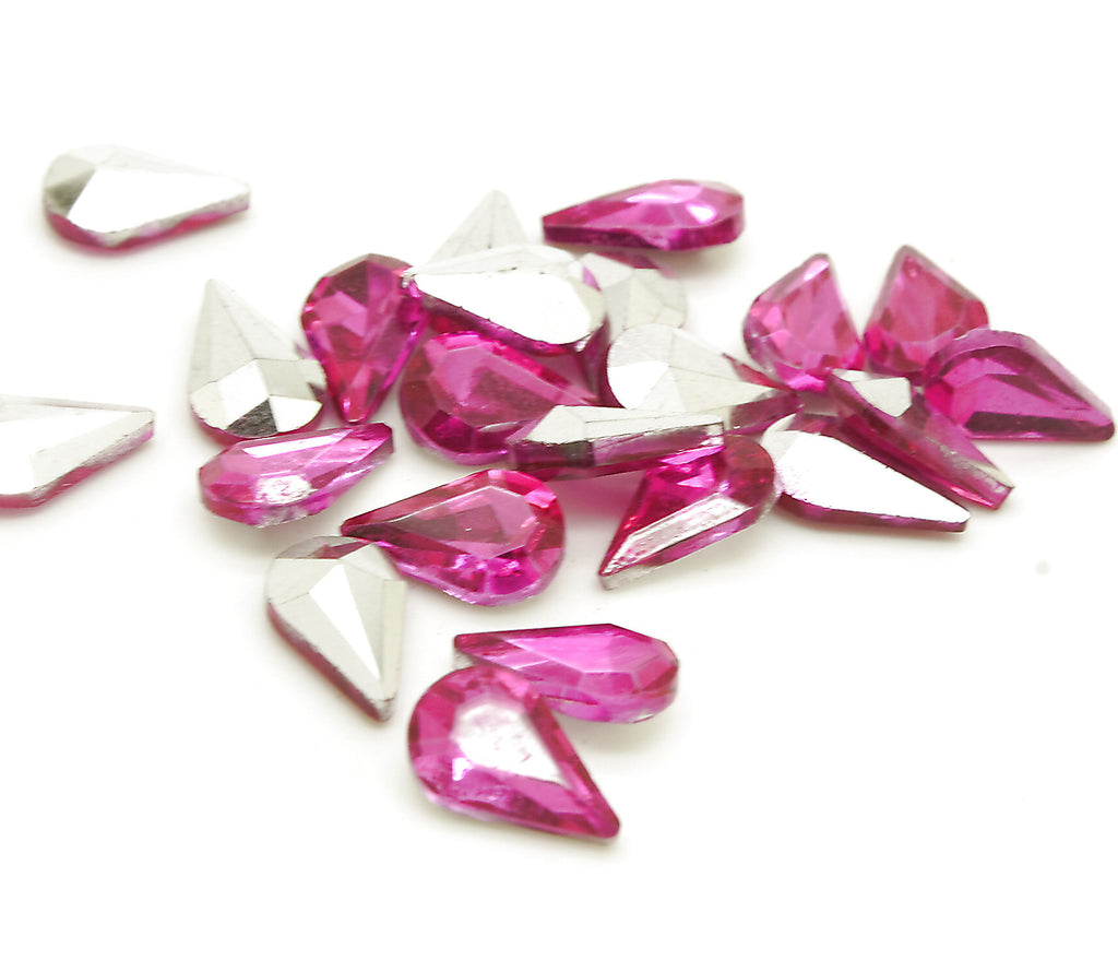 PACK OF 20 - 13mm X 8mm PINK TEARDROP STONES CRYSTALS   - sarahi.NYC
