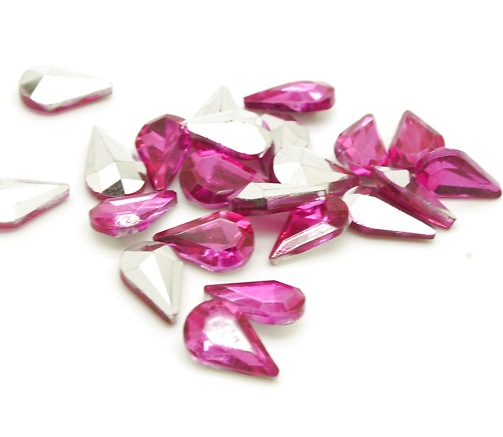PACK OF 20 - 13mm X 8mm PINK TEARDROP STONES CRYSTALS   - sarahi.NYC