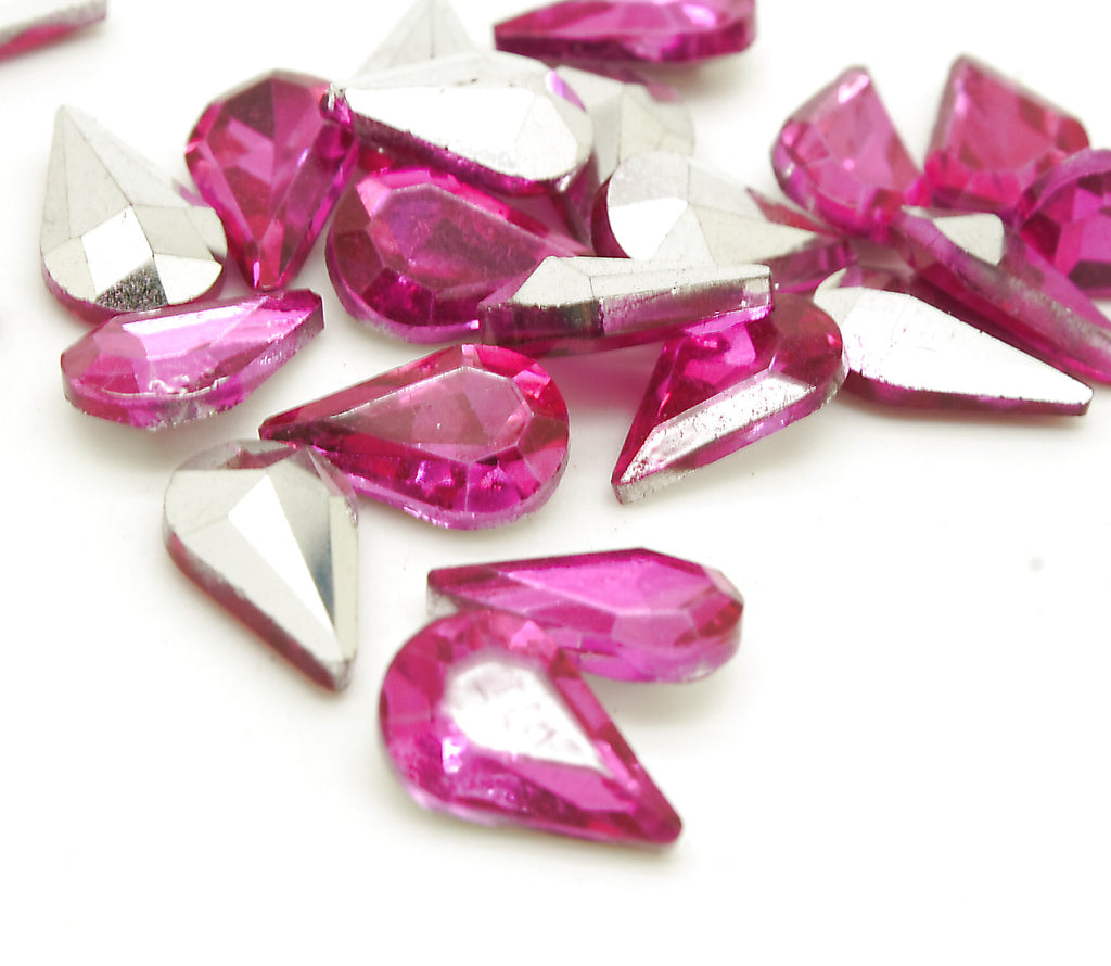PACK OF 20 - 13mm X 8mm PINK TEARDROP STONES CRYSTALS   - sarahi.NYC