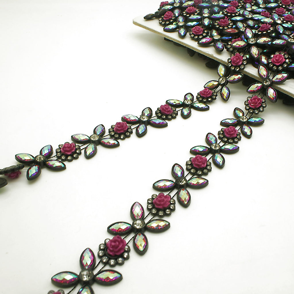BLACK RHINESTONE ACRYLIC TRIM - sarahi.NYC