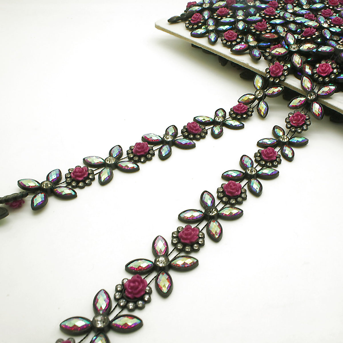BLACK RHINESTONE ACRYLIC TRIM - sarahi.NYC
