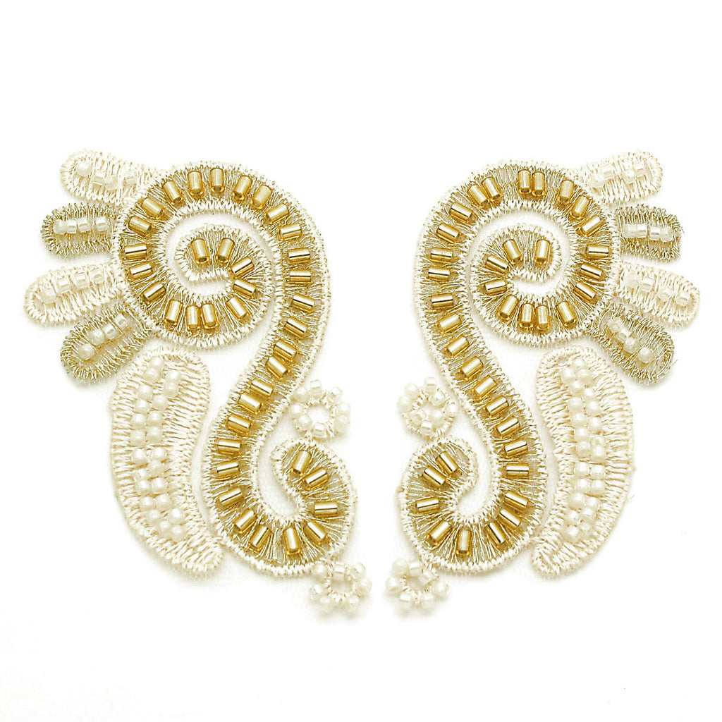 GOLD CREAM NET FLORAL APPLIQUE - sarahi.NYC