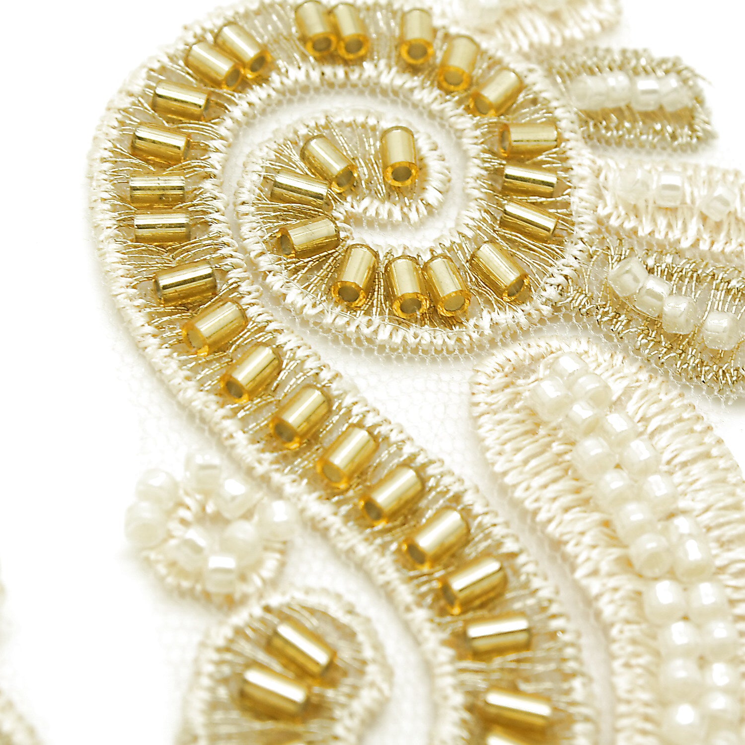 GOLD CREAM NET FLORAL APPLIQUE - sarahi.NYC