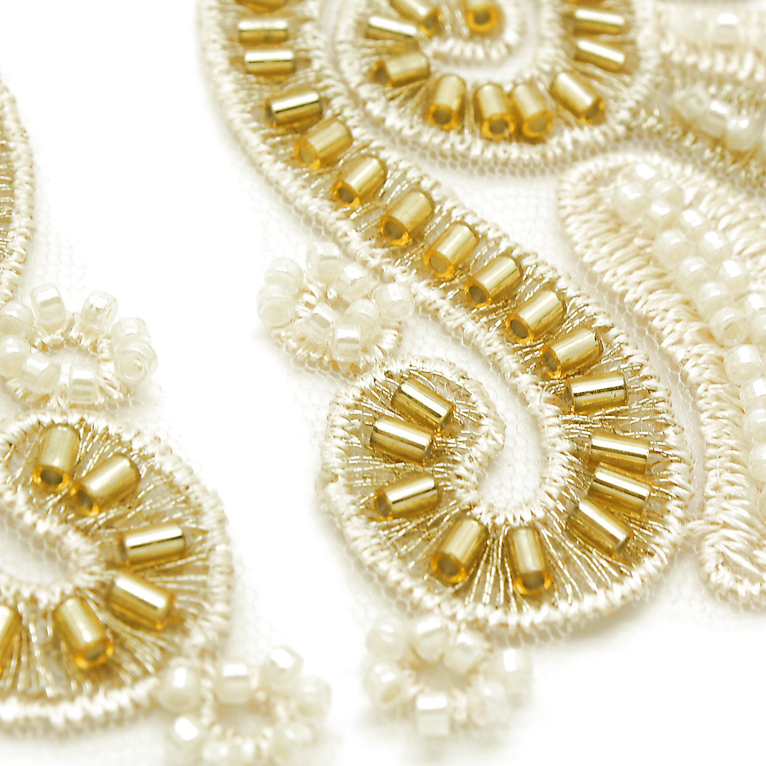 GOLD CREAM NET FLORAL APPLIQUE - sarahi.NYC