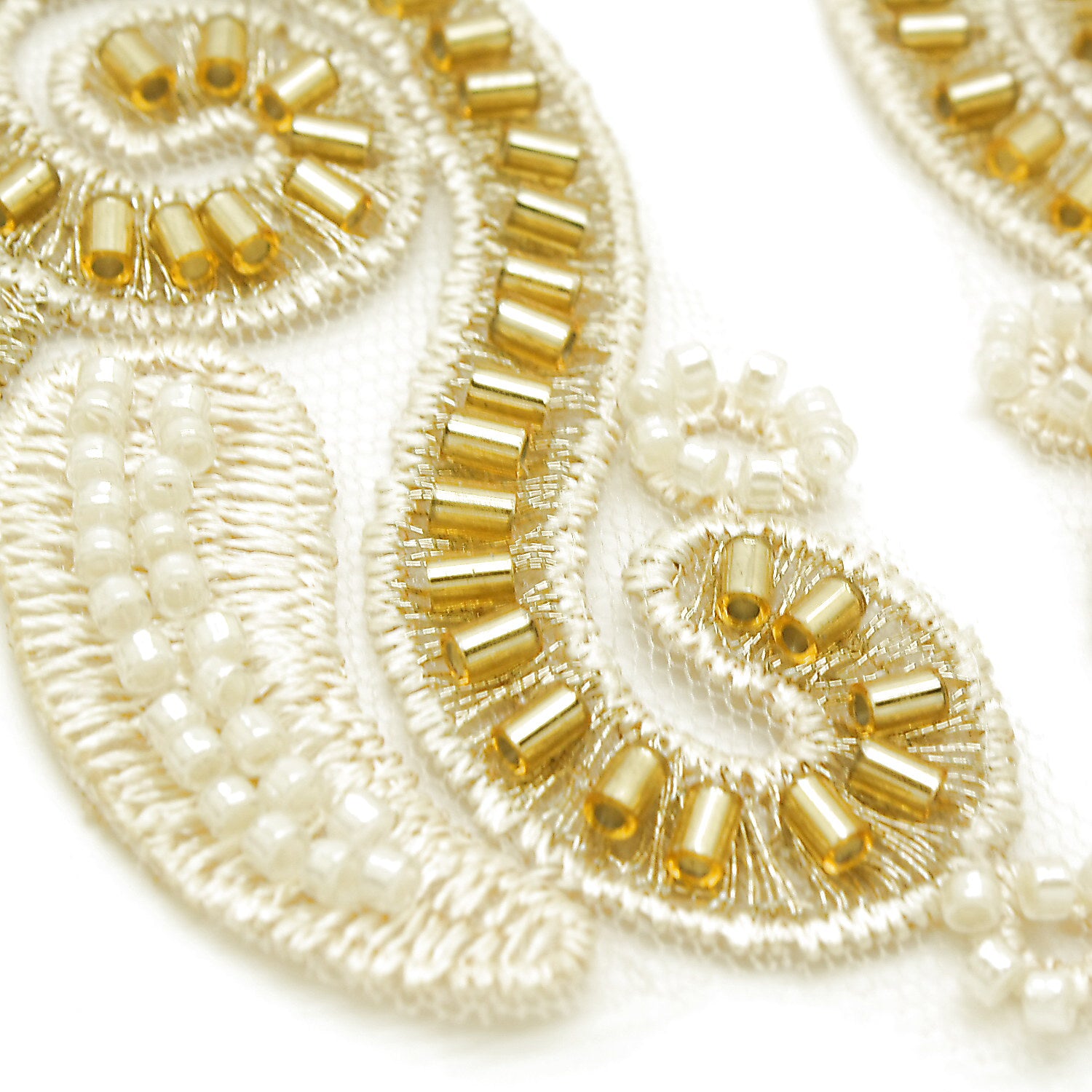 GOLD CREAM NET FLORAL APPLIQUE - sarahi.NYC