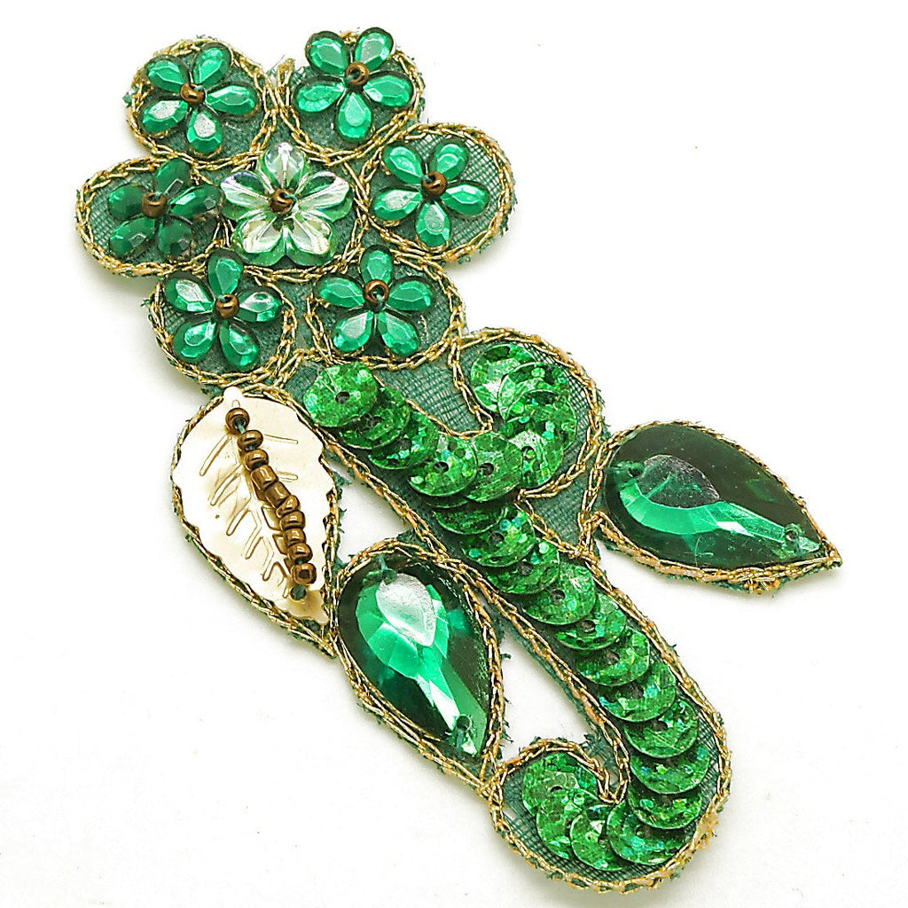 GREEN FLORAL RHINESTONE MOTIF - sarahi.NYC
