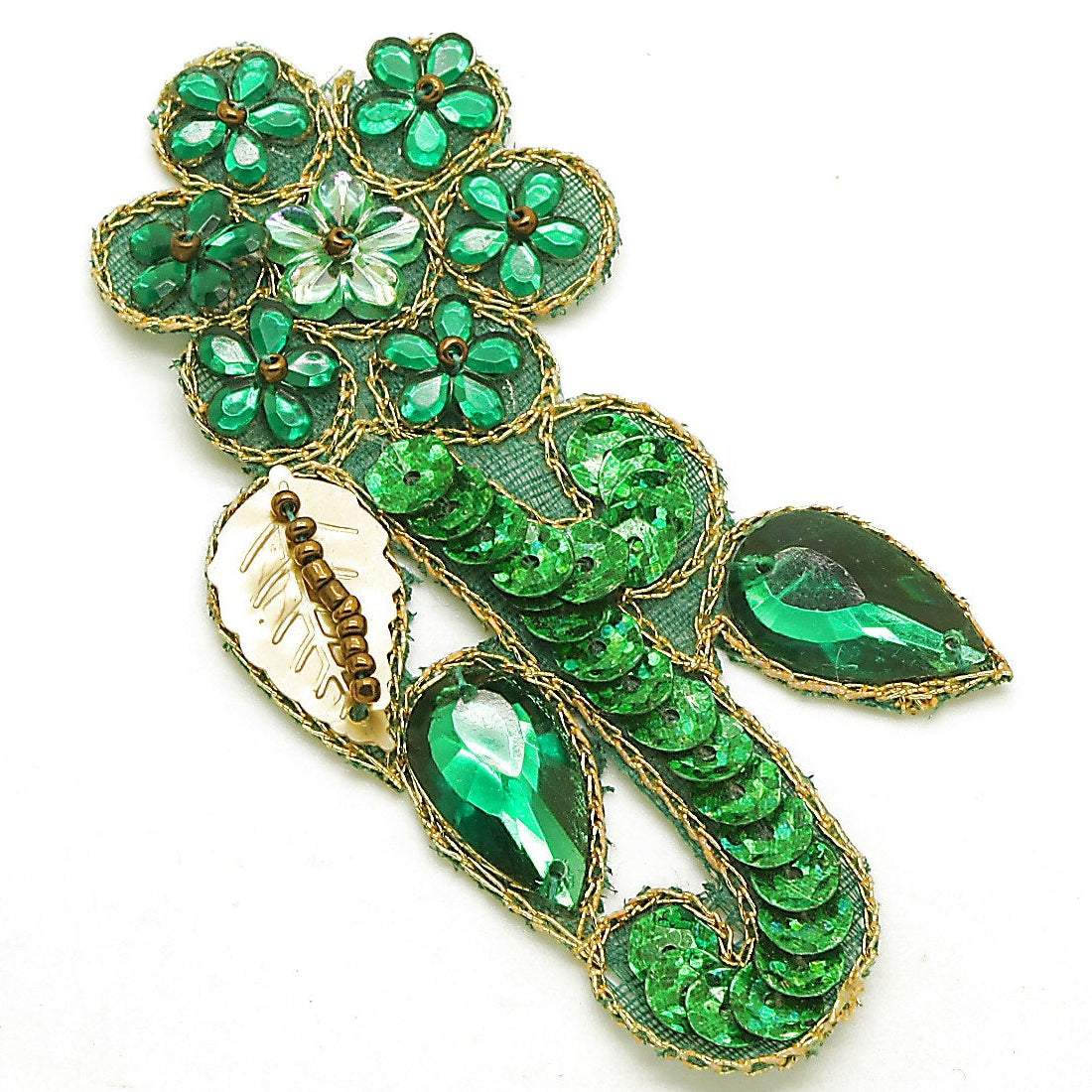 GREEN FLORAL RHINESTONE MOTIF - sarahi.NYC