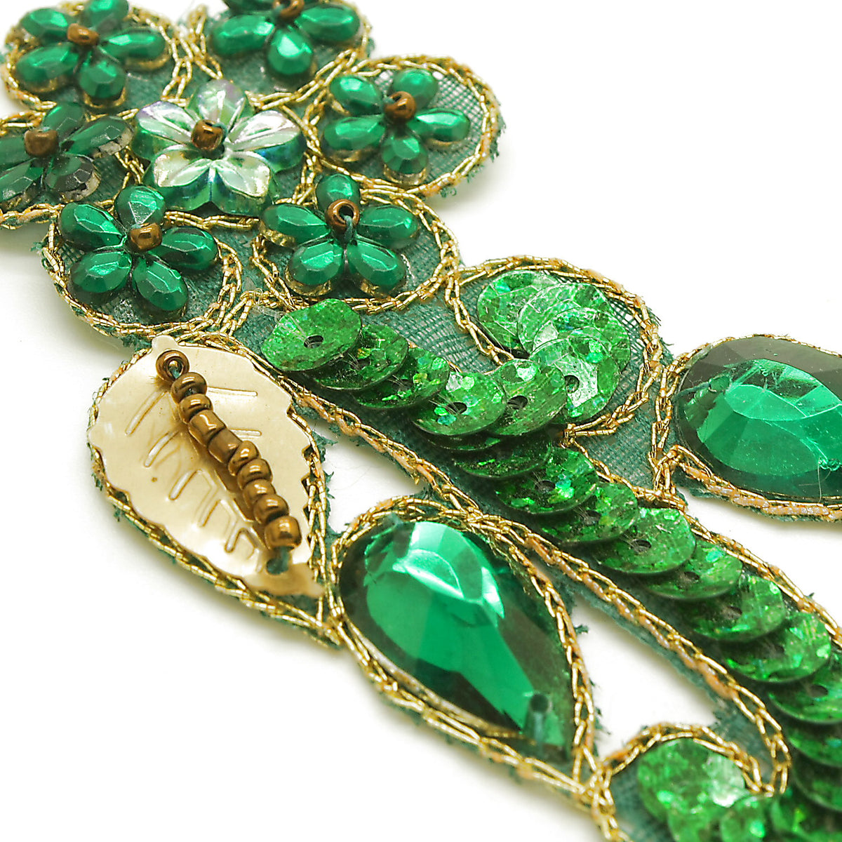 GREEN FLORAL RHINESTONE MOTIF - sarahi.NYC