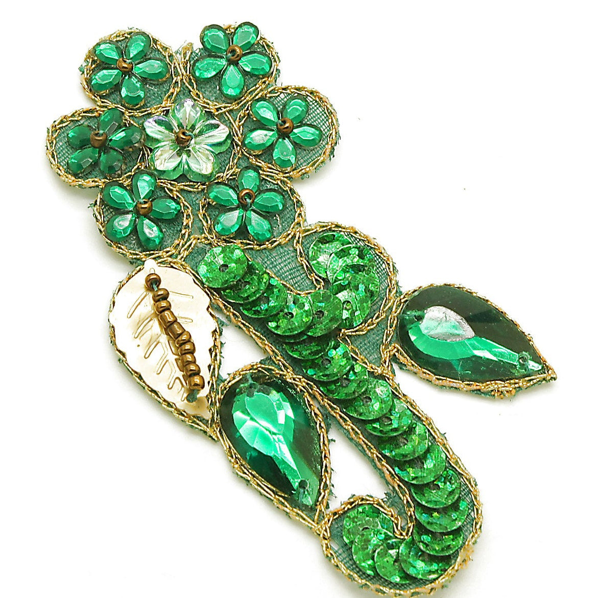 GREEN FLORAL RHINESTONE MOTIF - sarahi.NYC