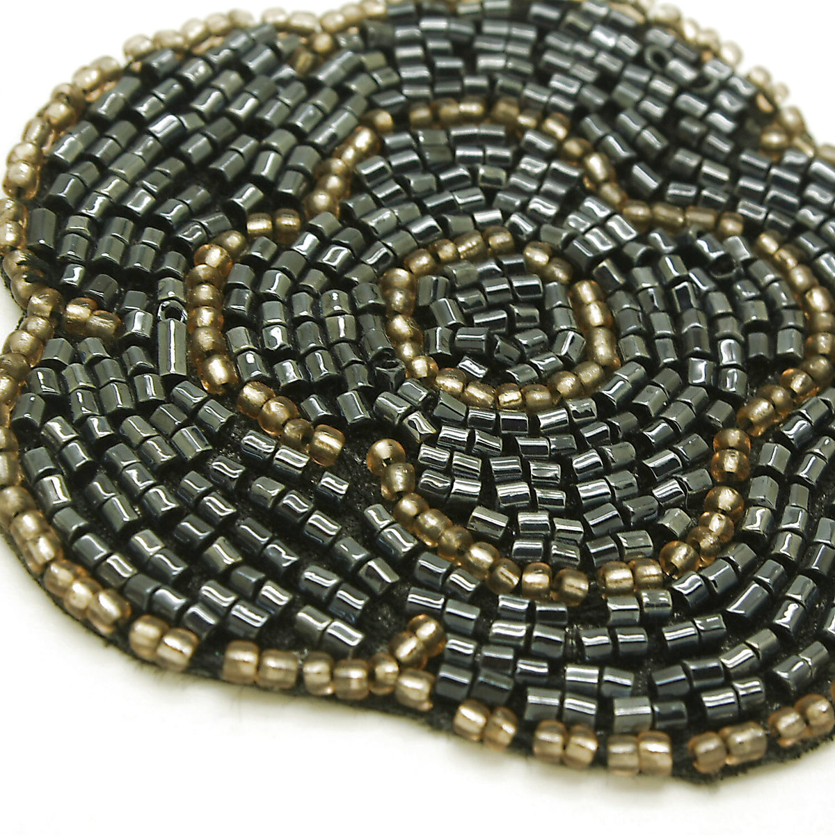 BLACK BEADED FLOWER MOTIF - sarahi.NYC