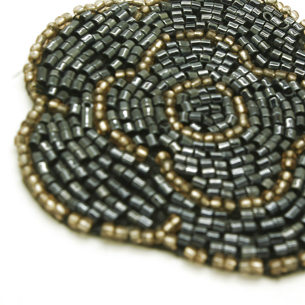 BLACK BEADED FLOWER MOTIF - sarahi.NYC